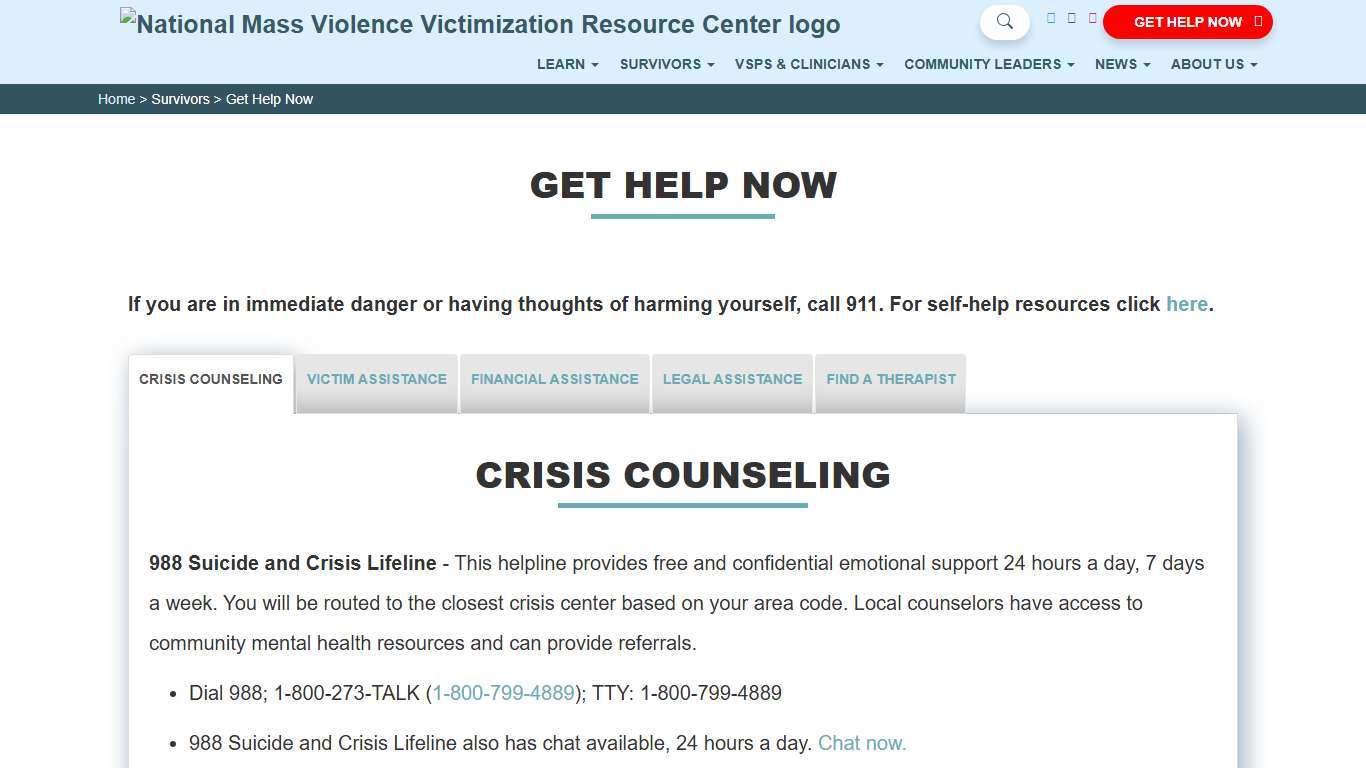 Get Help Now | NMVC